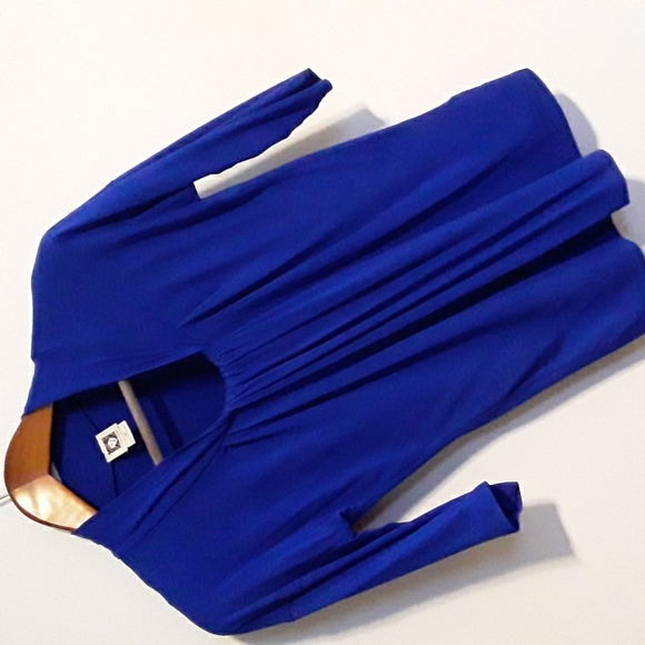 Anne Klein Pleated Front Jersey Top, vivid blue, Size M - Picture 1 of 5